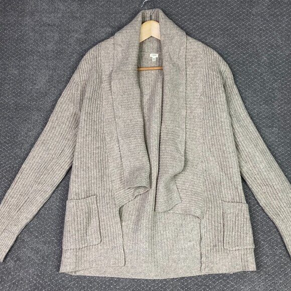 J. Crew Cardigan Sweater Women's Medium Beige Light Brown Open Front Lambswool - Picture 1 of 13